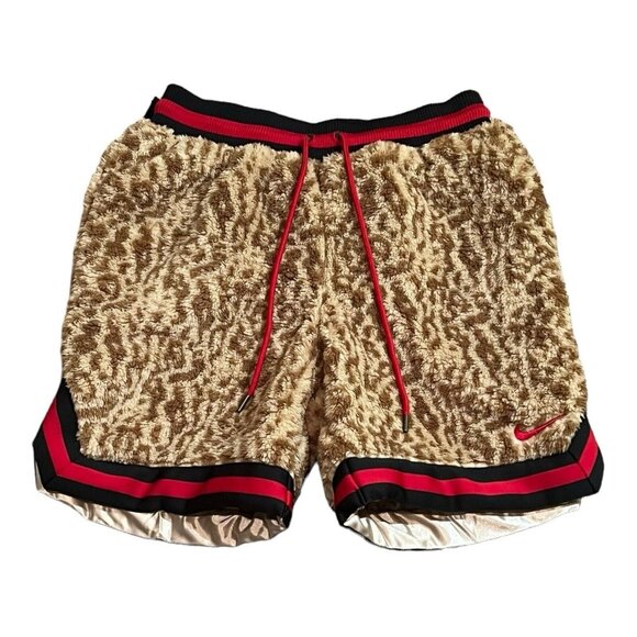 Nike Premium Men's Basketball Shorts Leopard Print Faux Fur Sz M DQ6176-206 NWT